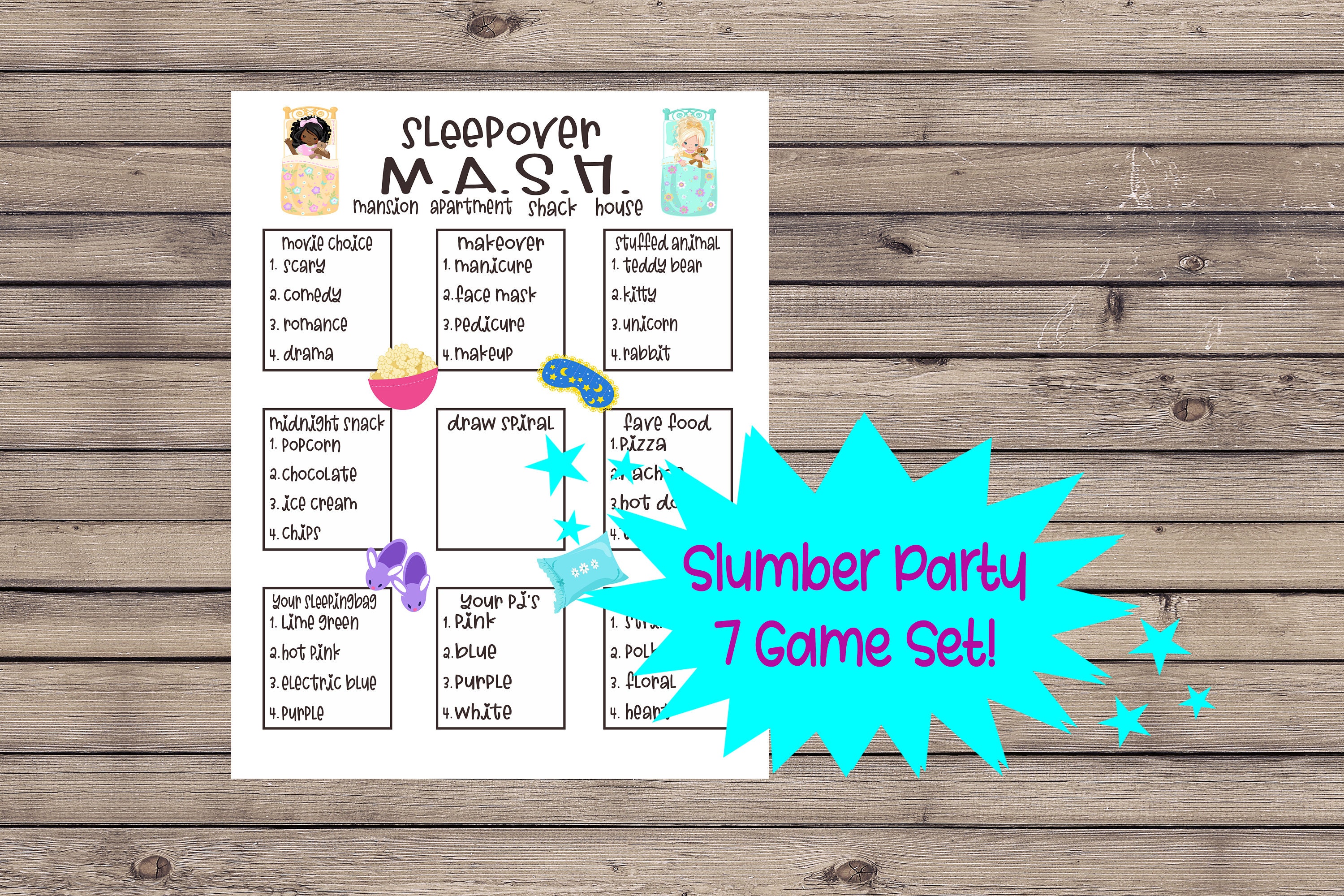 Slumber Party Printable Game Bundle Instant Download - Etsy