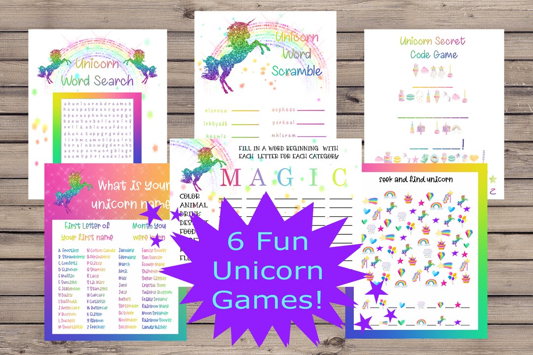 Rainbow Unicorn Game Bundle Unicorn Party Games Digital - Etsy