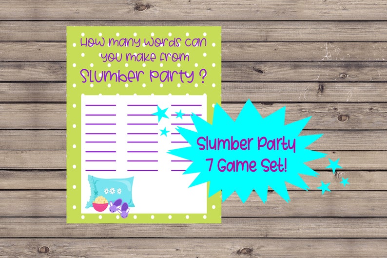 Slumber Party Printable Game Bundle Instant Download - Etsy