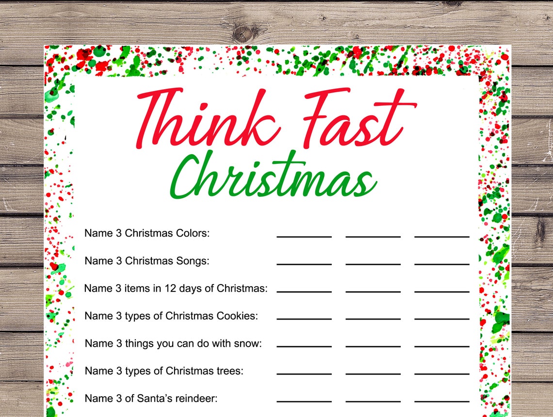 Think Fast Christmas Game Printable Christmas Game Christmas Family Games Christmas Games For Think Fast Christmas Game Printable Christmas Game Christmas Family Games Christmas Games For