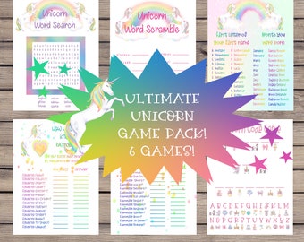 Printable Unicorn Party Games, Unicorn Party Games, Unicorn Birthday Games, Unicorn Name Game, Digital Download, Instant Download,
