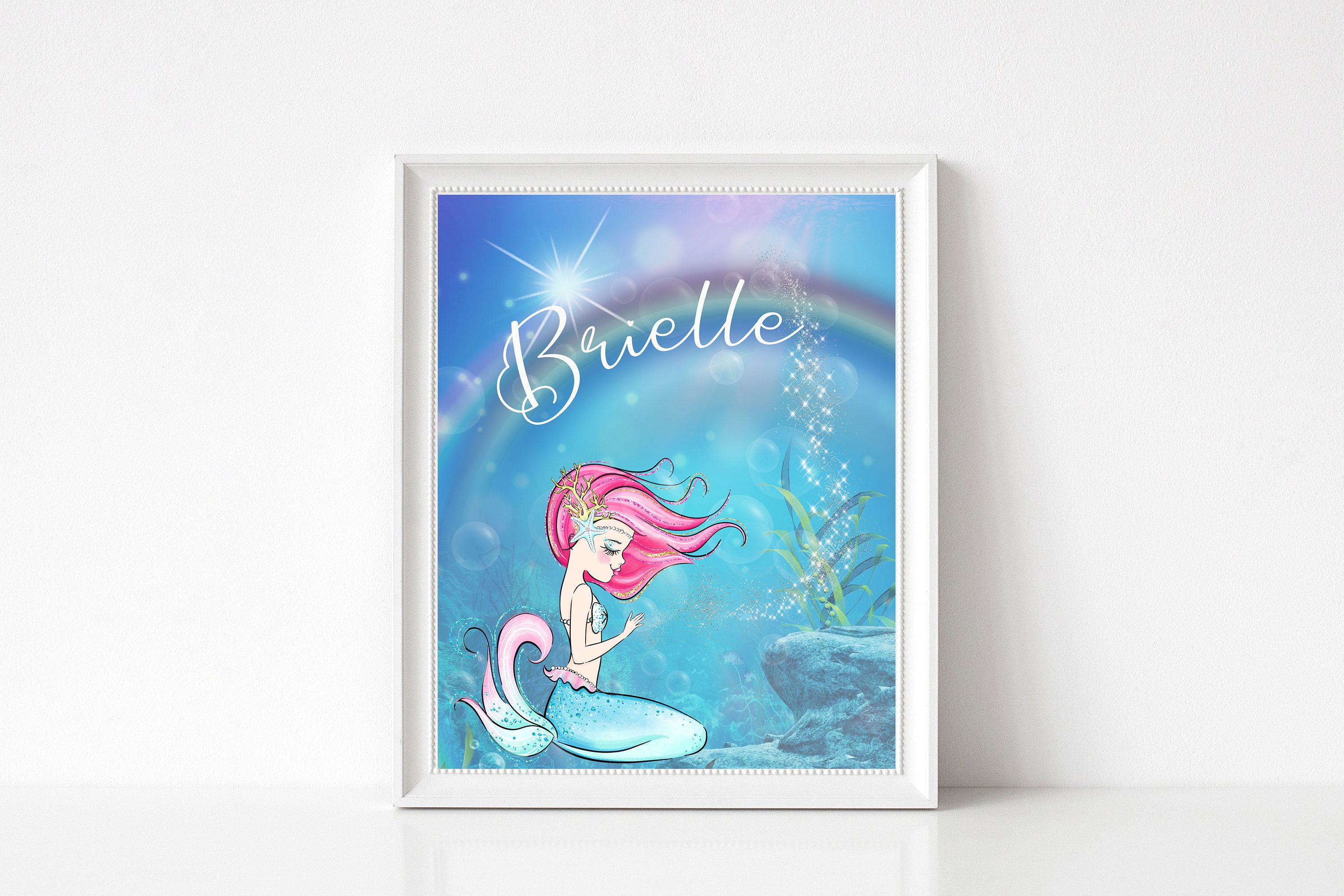 Printable Mermaid Picture Mermaid Name Print Custom Name - Etsy