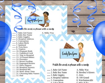 Baby Shower Candy Bar Game, Printable Baby Shower Game, Blue Baby Shower Games, Instant Download