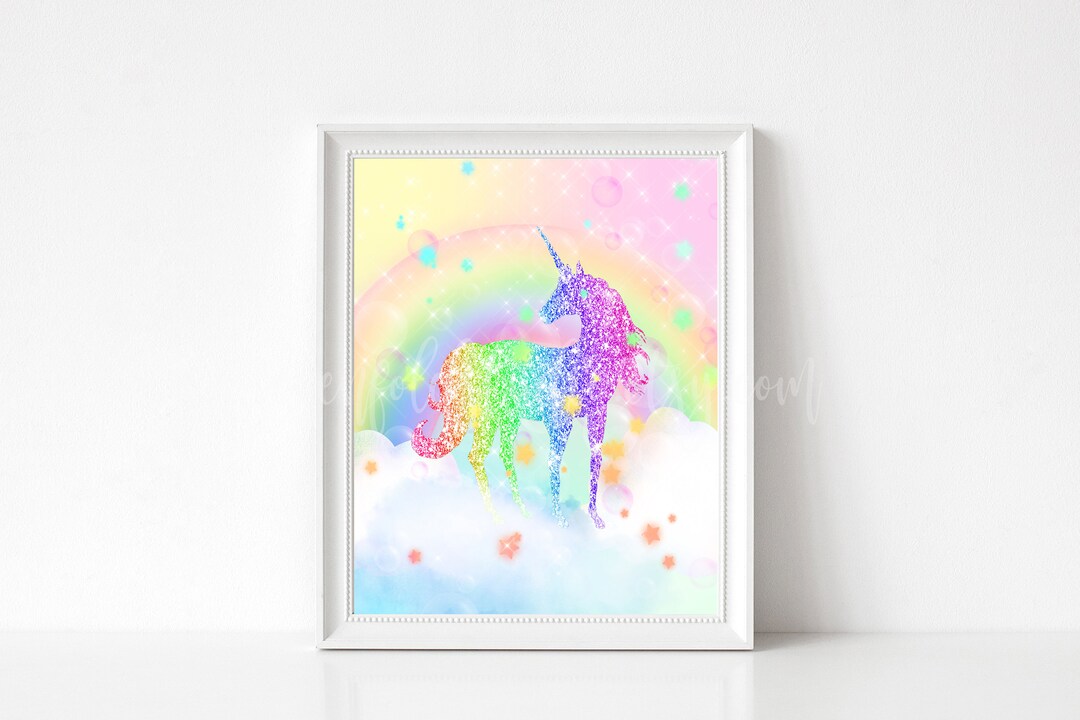 8x10 11x14 12x16 Unicorn Art Print, Pastel Rainbow Unicorn Picture ...