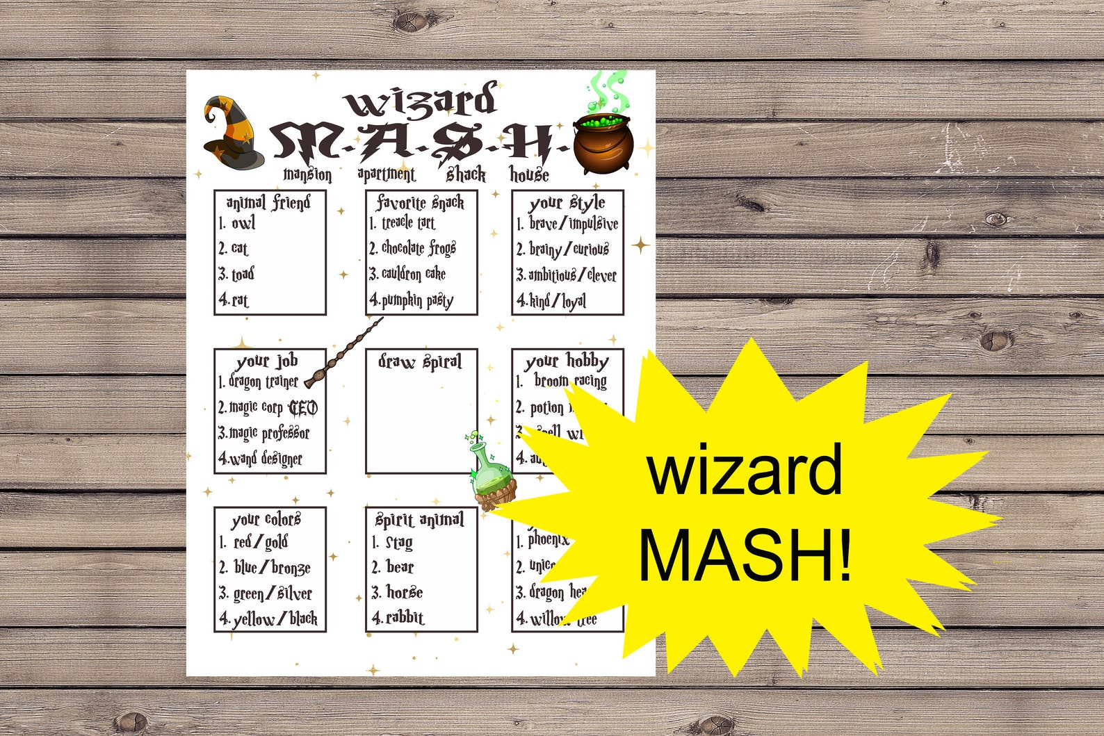 Wizard Game Printable Wizard Game Wizard Party Game Wizard - Etsy