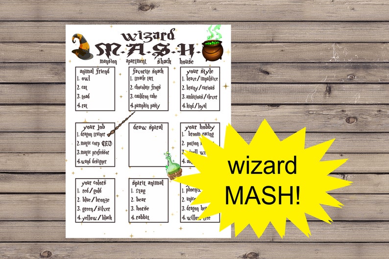 Wizard Game Printable Wizard Game Wizard Party Game Wizard - Etsy
