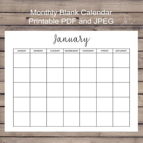Blank Printable 12 Month Calendar - Etsy