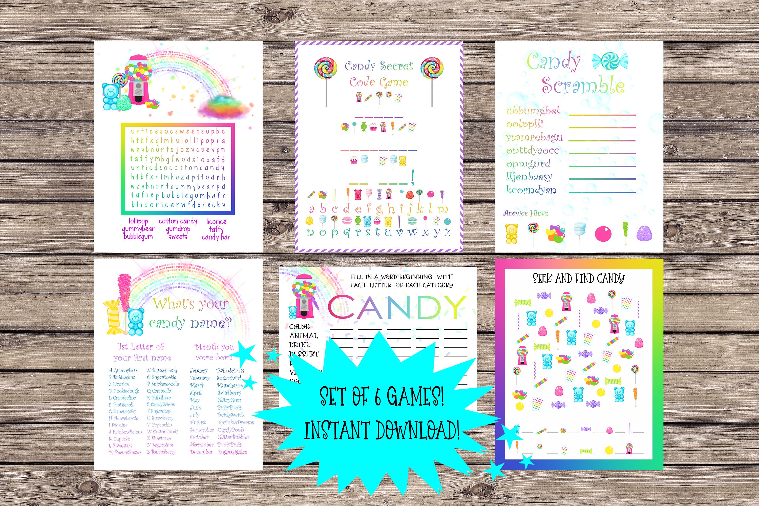 Candy Party Games Candy Birthday Party Game Bundle Digital Etsy
