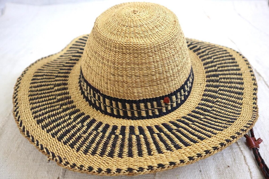 Navy straw hat Etsy