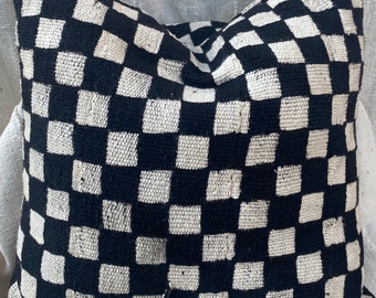 Checkers Black & White Mudcloth pillow cover