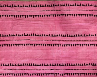 Pink Mudcloth with black designs