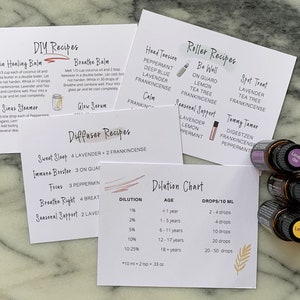 schede con ricette doterra/kit di benvenuto per nuovi membri/tabella di diluizione//ricette con oli essenziali/posta felice doTERRA/dispense per le lezioni "make and take"