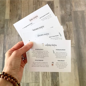 essential oil recipe cards/new member welcome cards/young living happy mail/doTERRA happy mail/make and take class handouts