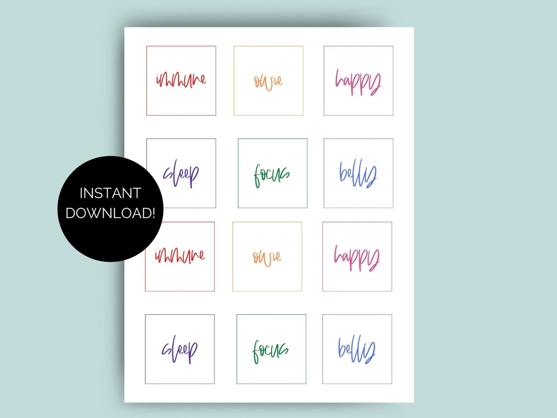Printable Kids Roller Bottle Labels//labels for 10 Ml Roller Bottles ...