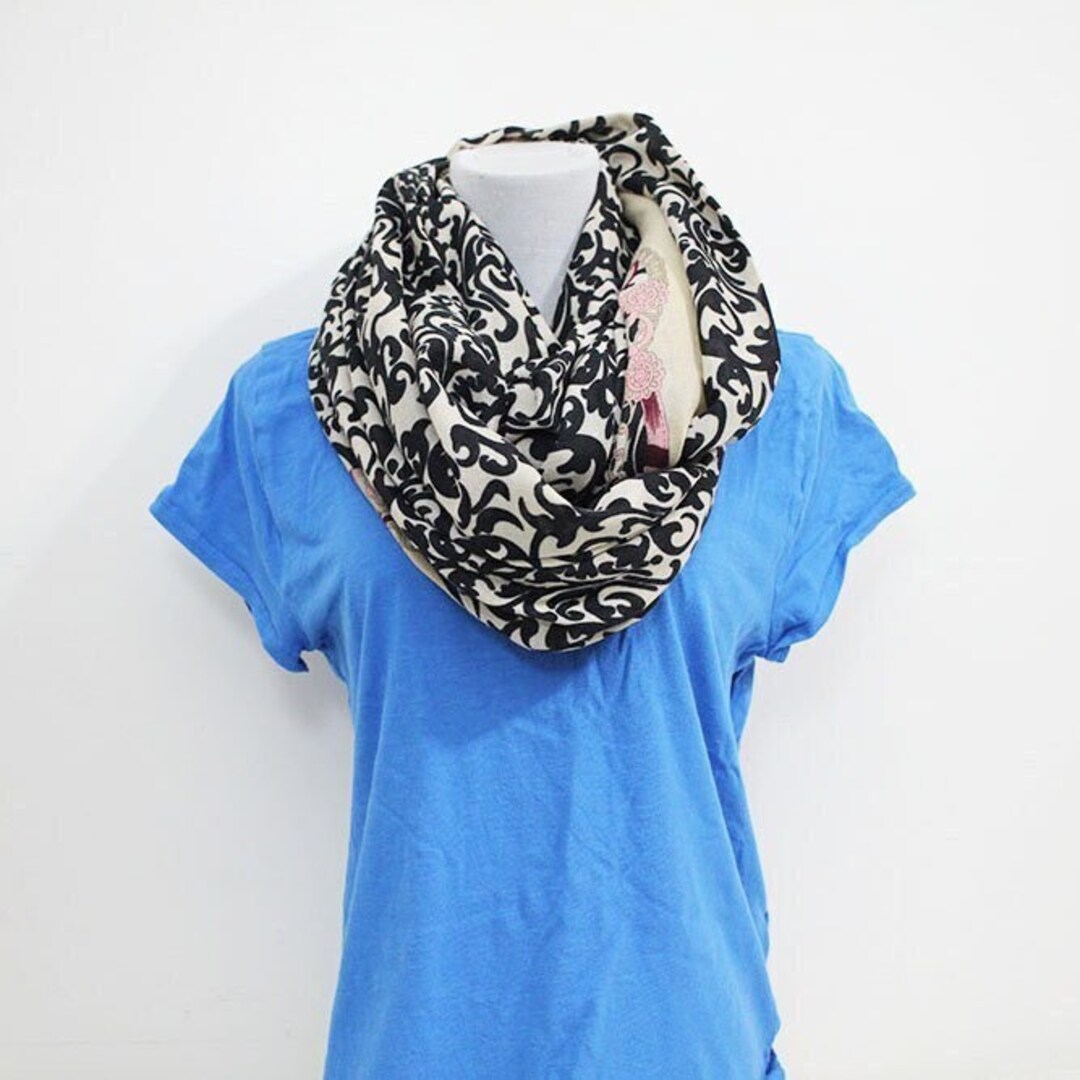 Infinity Scarf, Black Demask, Gifts, Scarf Women, Gift for