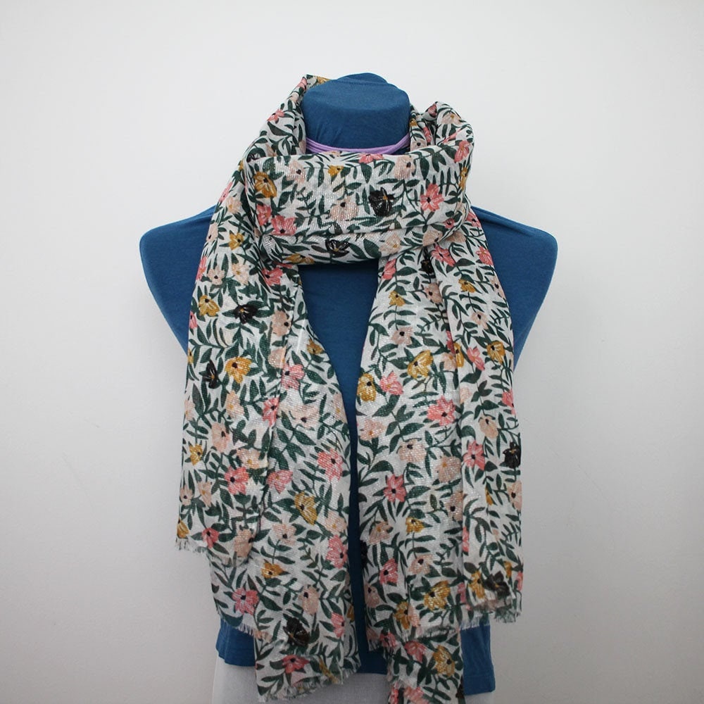 Women's Floral Fashion Scarf Wrap Lightweight Decorative 78"L New Women's Floral Fashion Scarf Wrap Lightweight Decorative 78"L New