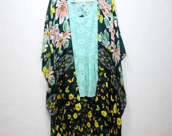 Olivfarbener Kimono Duster