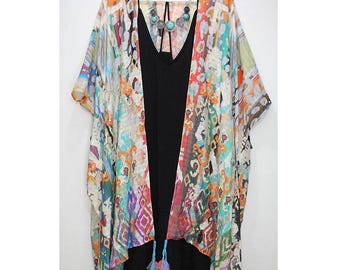Bohemian Watercolor Kimono Duster