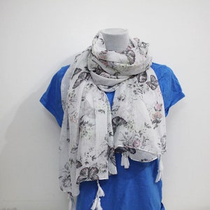 butterfly boho scarves, tassel scarf gifts, scarf women, gift for women, gift for mom, gift for her, mothers day gift, spring clothing