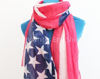 Bufanda de la bandera americana - azul blanco rojo