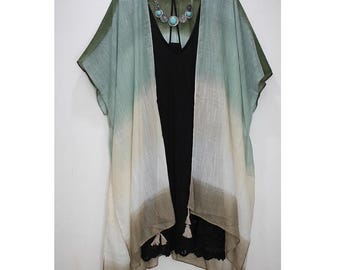 Sage Batik Kimono Duster