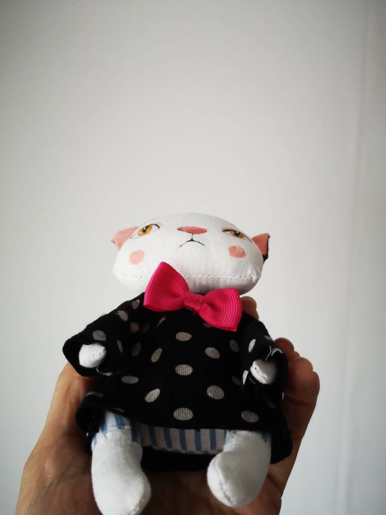 Black White cat girl toy, cute kitten blythe pet, blythe magical friends,Creative stuffed toy room decor,personalized animal,Pet portrait image 4