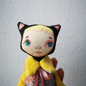 Halloween Cute cat doll,custom Pet portrait artists, Quirky Cat lovers gift Eco friendly decorative toy,kitty cat doll