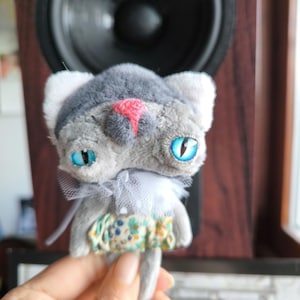 graue siamesische Katze Teddypuppe, kleines Kuscheltier Kitty Stofftier, süßes Kätzchen Stofftier, Spielzeug für Blythe, Blythe Freund Spielzeug, Kunstsammlung Puppe,