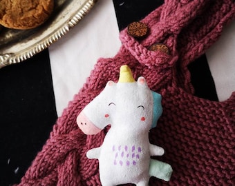 Rainbow unicorn fabric brooch, Gift Unicorn Lover, cartoon animal jewelry, petite blythe doll,Creative stuffed sister gift, gift for kids