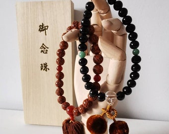 set for 2--Prayer beads,Japanese Ebony Juzu Beads and Bodhi tree seed Prayer beads, Buddhism Meditation Zen,Buddhist Mala Beads