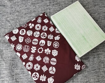 vintage japanese Hamamonyo Furoshiki Wrap Cloth, family crest Furoshiki reusable gift wrapping Japanese wrapping cloth, Extra large size