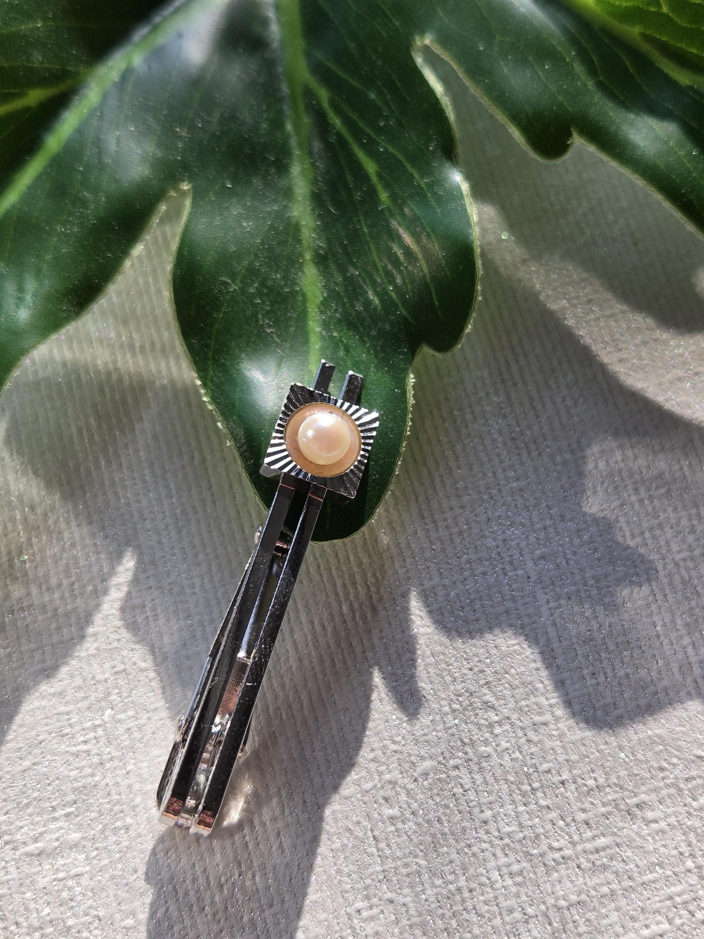 Vintage Japanese Pearl Tie Clip, Groom Gift, Wedding Tie Bar, Japanese Vintage, Minimalist Men's Accessory
