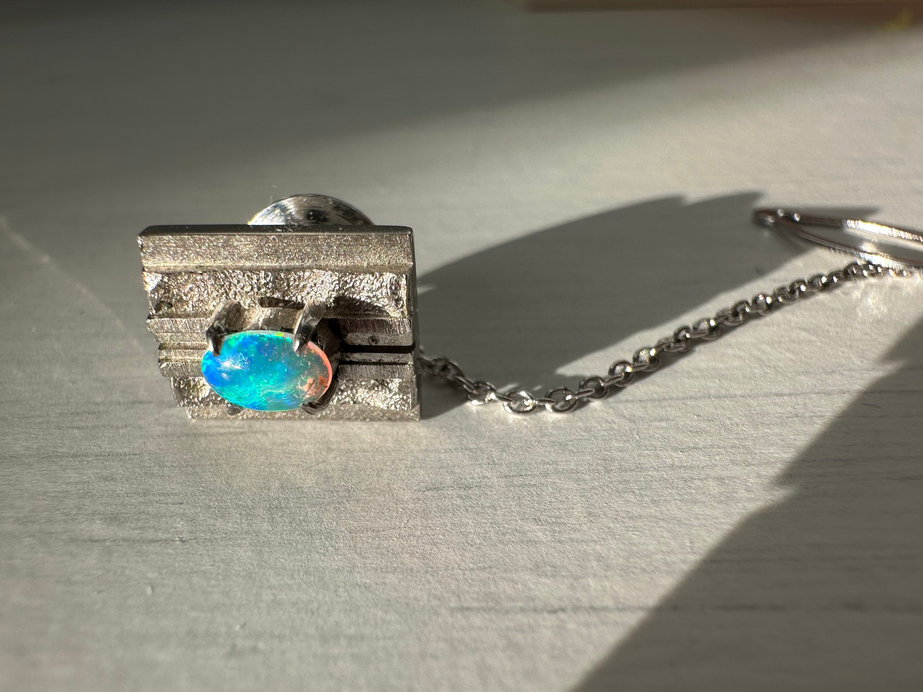 Vintage Opal Tie Pin ,vintage Japanese High Brilliant Opal