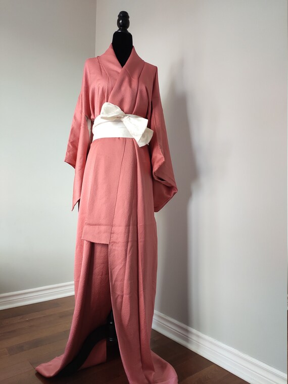 Vintage silk Japanese kimono /Iro Muji/High-qualit