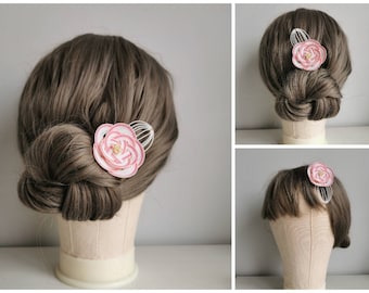 mizuhiki Kanzashi hair pin，camellia flower hair pin， Japanese Hair Accessories,Maiko Geisha hair 0416