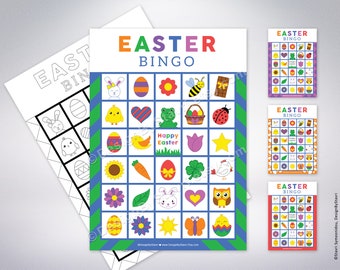 Printable Easter Bingo Cards Coloring Set For Kids - Easter Activity Gift For Toddlers - Easter Party Favor