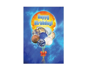 Solar System Balloon Bouquet Birthday Card