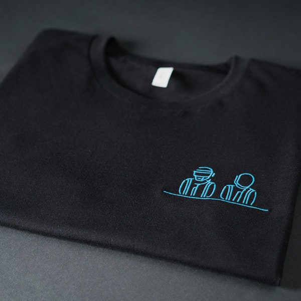 Embroidered Robot T-Shirt - Black - Unisex - Daft Punk tribute