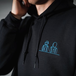 Embroidered Robot Hoodie - Black - Unisex