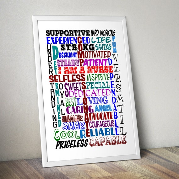 Nurse Word Cloud Instant Download Inspirational Printable Etsy
