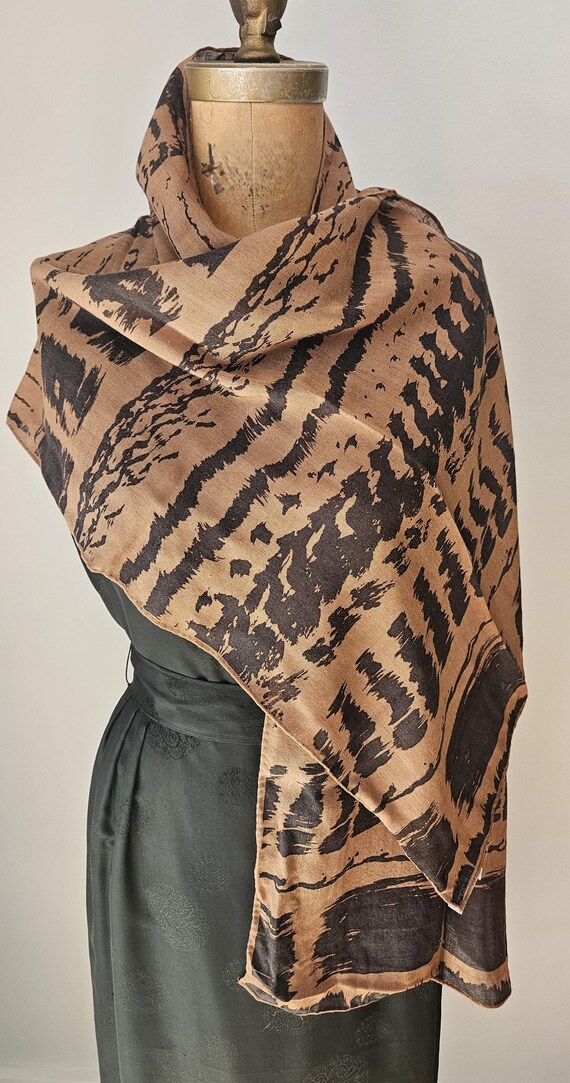 ECHO Scarf Brown Signed Geometric Pattern - image 1