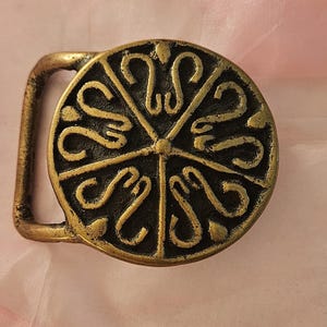 1970&#39;s Banshee Brass Tech Ether Guild Jesse Mcleod Belt Buckle- Sibylis- Vintage