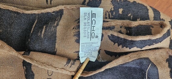 ECHO Scarf Brown Signed Geometric Pattern - image 4