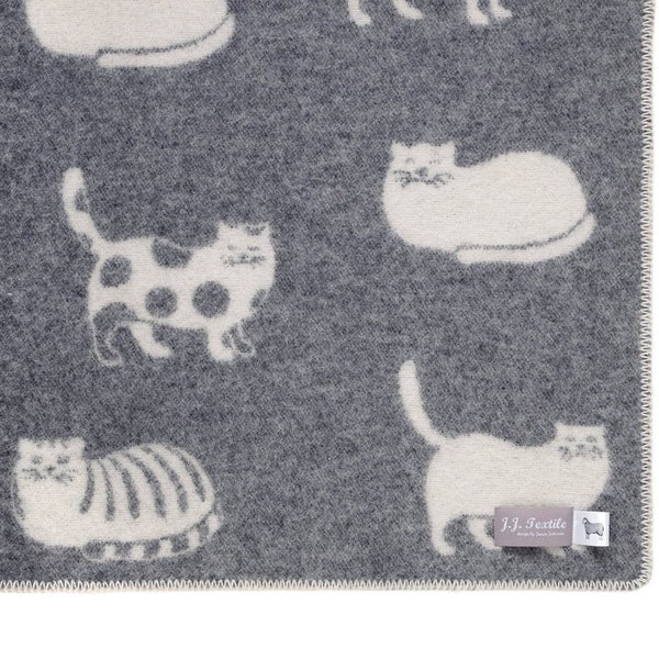 Grey Cat little Blanket, Washable Very Soft Little Wool Throw, High Quality Child Blanket, Natural Fibers Kids Blanket, Cot bedding blanket