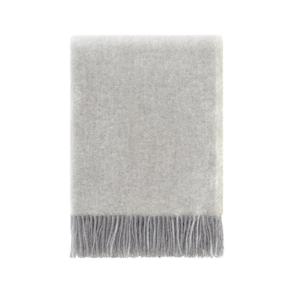 Soft Grey Melange Throw, Blanket made from Pure Wool,  Classic Neutral Woven Accessory