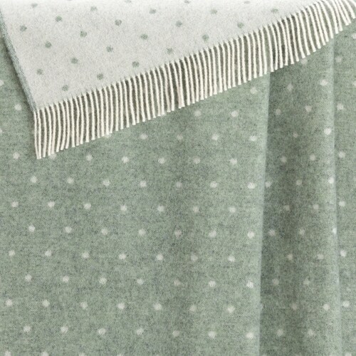 Green Polka Dot Wool Throw | Woven Soft shops Blanket made from Pure Wool | Ideal as Bedspread, Housewarming Present, Nursery