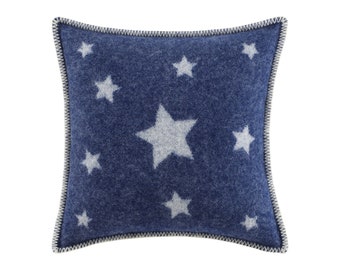 Housse de coussin étoiles bleues, taie d'oreiller carrée 45 x 45 cm/18 x 18"