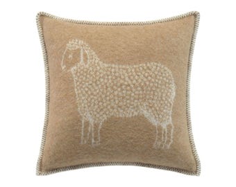 Brown Sheep Cushion Cover | Pure Wool Reversible Pillowcase | 45 x 45cm/ 18 x 18"