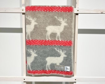 Deer Little Wool Blanket | Reversible Wool Throw | Baby Shower Gift