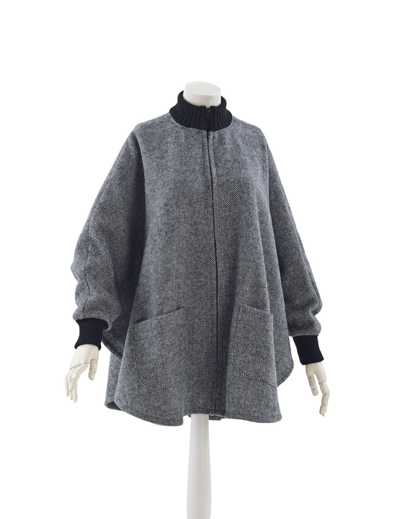 Black Wool Cape Pure Wool Cloak Tweed Soft Merino | Etsy